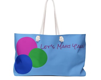 Colorful Weekender Bag: "Let's Mahj Y'all" Travel Tote
