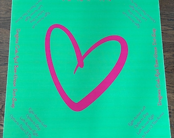 Pink and Green Open Heart Neoprene Mahjong Mat
