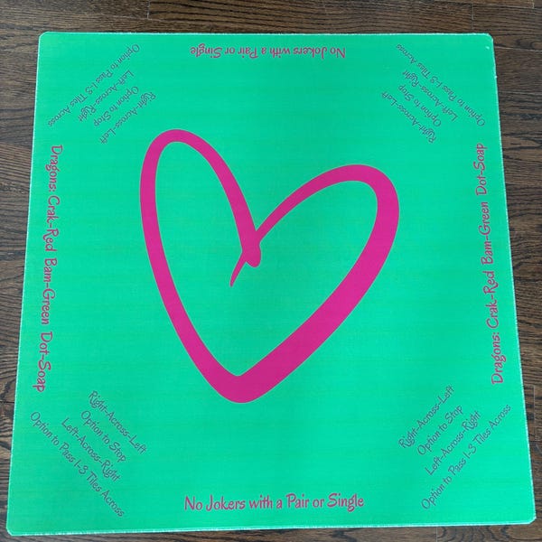 Pink and Green Open Heart Neoprene Mahjong Mat