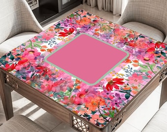 Pink Blooms Neoprene Mahjong Mat