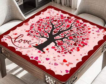 Valentines Day Hearts Mahjong Mat: Neoprene Mahj Game Tabletop