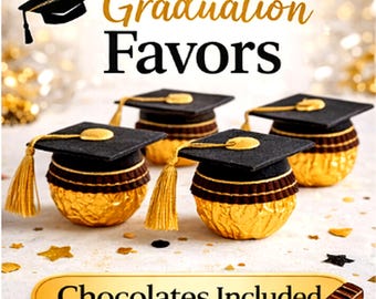 Graduation Chocolate Caps – Ferrero Rocher Party Favors – Class of 2026 Grad Treats – Edible Graduation Gifts – Candy Table Decor