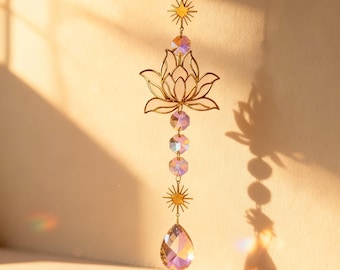 Atrapasol de cristal – Creador de arcoíris colgante | Decoración de jardín de vidrio colorido, adorno de prisma de chakra