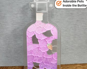 Simpatico puzzle acrilico a forma di bottiglia, 42 pezzi, puzzle a forma di animale domestico, regalo decorativo per la scrivania per gli amanti dei puzzle, bambini e adulti, coniglietto, anatra, gatto, maiale