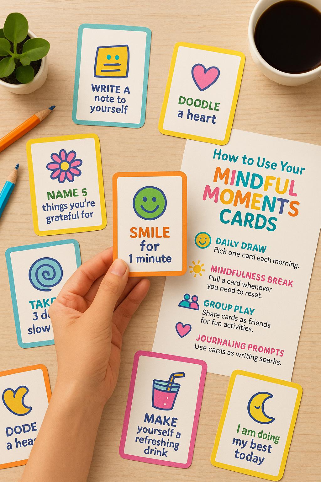 Printable Mindful Moments Cards | Self-care Prompts | Fun Mindfulness ...