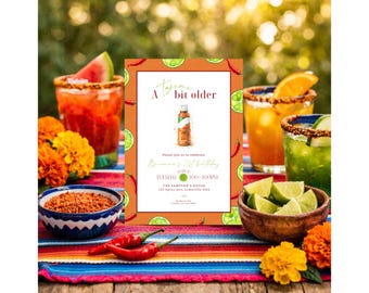 A Tajini Bit Older Birthday Invitation, Spicy Birthday Party Invite, Editable Adult Birthday Printable, Downloadable Template