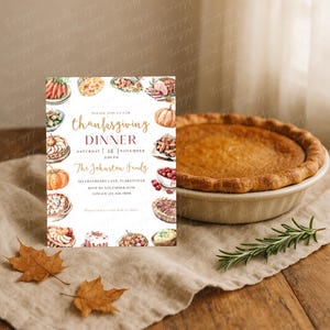 Thanksgiving Dinner Invitation, Fall Harvest Party Invite, Friendsgiving Printable Template, Editable Autumn Gathering Invite