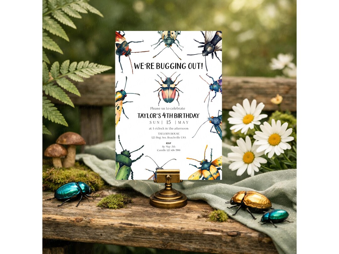 We're Bugging Out Birthday Invitation, Editable Bug Theme Birthday ...