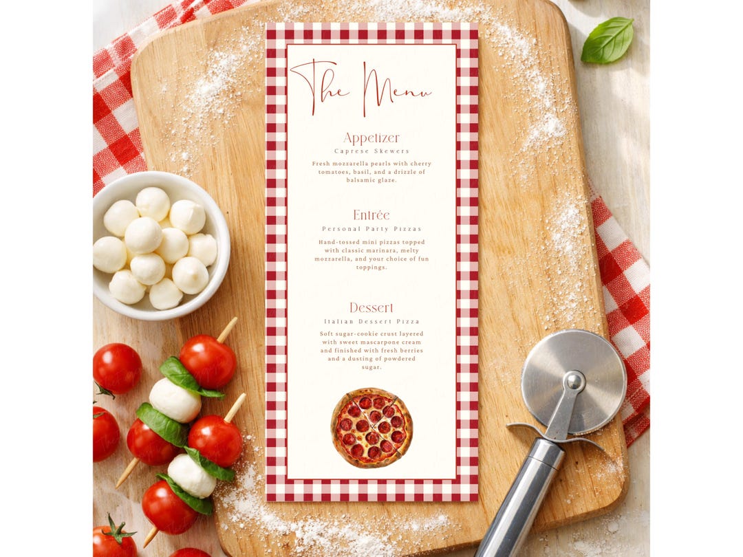 Editable Pizza Menu.pdf Pizza Party Menu, Pizza Birthday Menu, Pizza Pie Party Decor, Editable ...