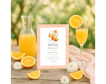 Mimosa Bridal Brunch Invitation, Bridal Shower Party Template, Editable Printable Digital Download