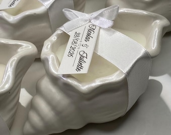 Personalized scented seashell candle, wedding favors for guests, thank you gifts, seashell candle, christening candle
