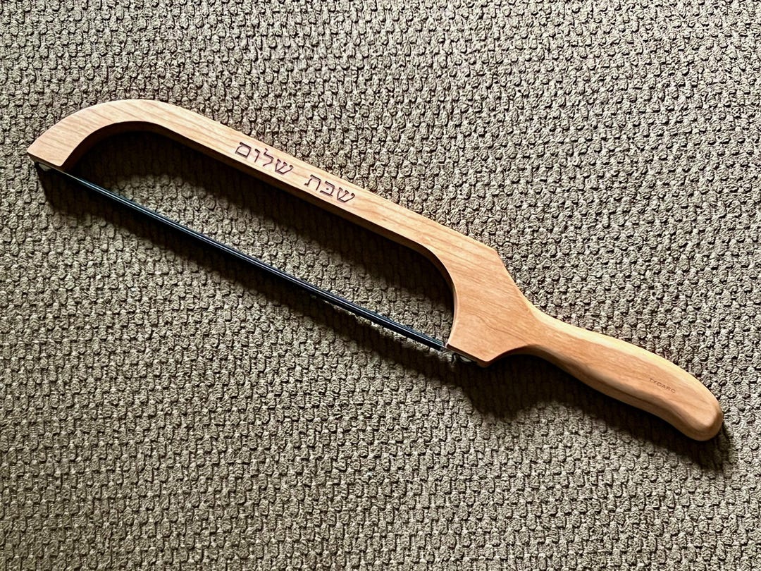 Laser Engraved Challah Bow Bread Knife “shabbat Shalom” Hebrew Knife ...