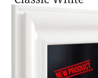 Classic White TV Frame for Samsung The Frame & The Frame Pro 2021-2026, Sizes 32 to 85 inches, Custom Bezel, Elegant Look, Easy Install