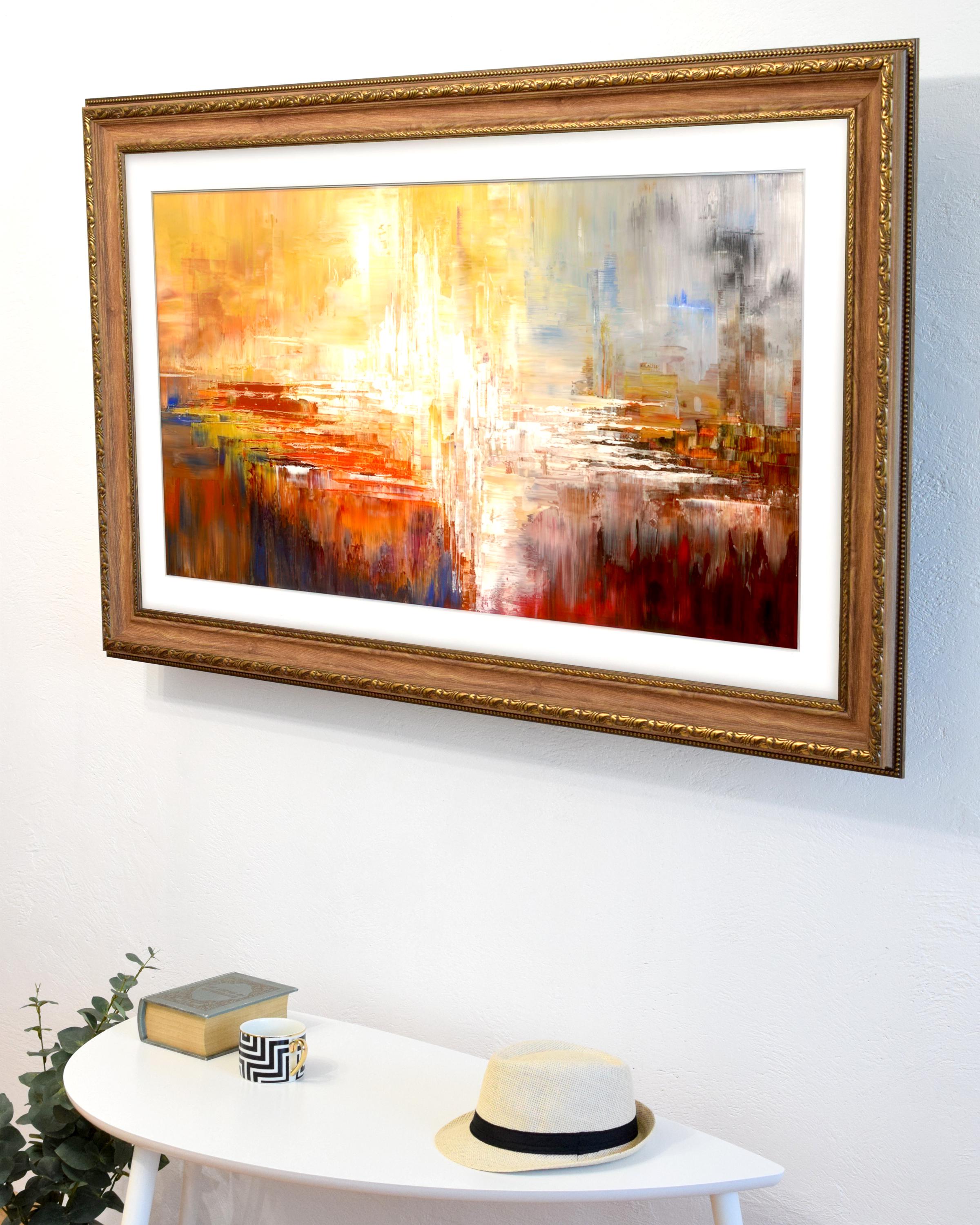 Samsung TV Frame Bezel, Walnut Antique Gold TV Frame, Custom TV Frames ...