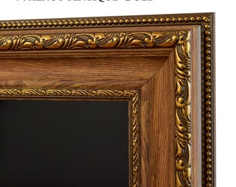 Samsung TV Frame Bezel, Walnut Antique Gold TV Frame, Custom TV frames for Samsung The Frame 2021-2026 & The Frame Pro 2025-2026
