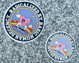 Radicalized by Decency Sticker: Feminist Vinyl Laptop Decal