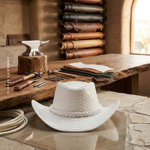 Handmade Python Leather Cowboy Hat Exotic Western Rodeo Festival Hat