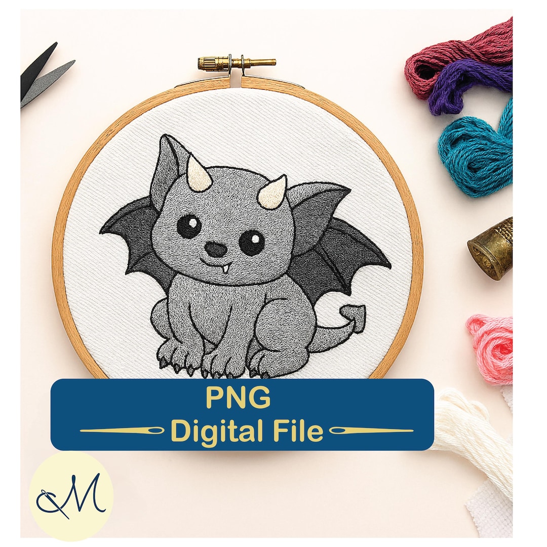 Gargoyle Embroidery Pattern Gothic, Hand Embroidery, Digital Download ...