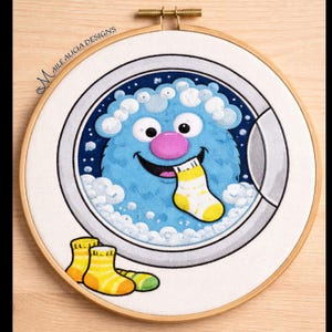 Sock Eating Monster Embroidery Pattern Cryptidcore Beginner Easy DIY Craft Folklore Myth Digital download