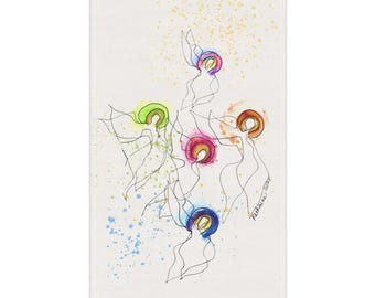 Theedoek engel van de dans, handdoek engel 18 x 30, woondecoratie danser, aquarel engel handdoek, cadeau danser, spiritueel decor, opbeurende gastvrouw cadeau