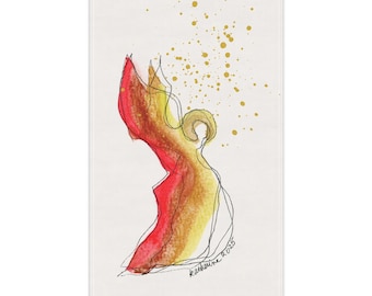 Angel of Energy Tea Towel, Angel Art Kitchen Towel 18x30, Vibrant Spiritual Home Decor Gift for Momentum, Courage, and Renewal
