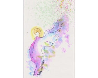 Angel of Color Tea Towel, Angel Art Kitchen Towel 18x30, Creative Spiritual Home Decor Gift for Joy, Expression, and Artistic Freedom