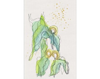 Angels of Joy Tea Towel, Angel Art Kitchen Towel 18x30, Uplifting Spiritual Home Decor Gift for Happiness, Lightness, and Celebration