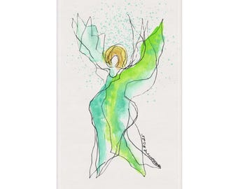 Angel of Nature theedoek, Angel Art keukenhanddoek 18 x 30, spiritueel interieurcadeau voor natuurliefhebbers en Earth Connection