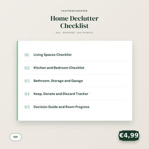 Declutter Checklist Printable | Room by Room and Keep Donate Discard Tracker | Home Organization PDF | Instant Download