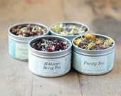 Herbal Tea Gift Set, Four Tea Tins of Your Choice, Loose Leaf Handmade Organic Teas