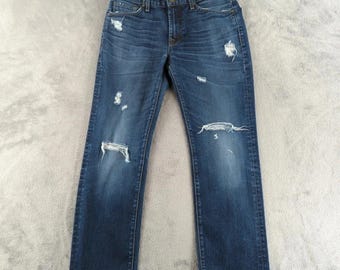 7 For All Mankind Jeans Mens 31 (Fits 32x28) Blue Faded Distressed Straight USA
