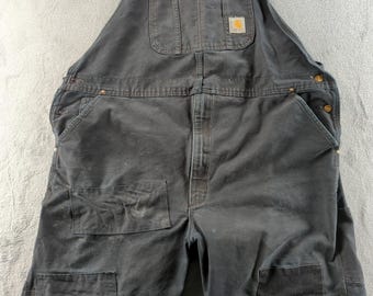 Salopette Carhartt vintage des années 90 pour homme 48 x 27 * noir délavé double genou Workwear USA