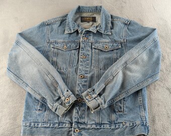 Vintage 90s Bluenotes Denim Jacket Mens Medium Blue Trucker Coat Hong Kong