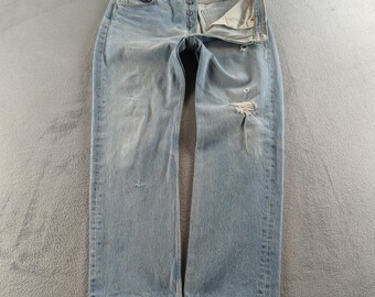 Jean Levis 501xx vintage Y2K pour homme 35 x 30 (convient à 34 x 30) bleu clair délavé moustaches