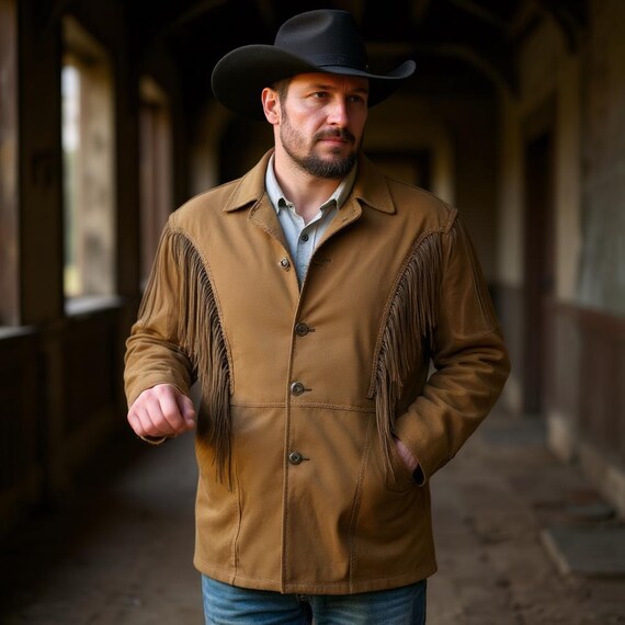 ハンドメイドのスエードレザーフリンジウエスタンジャケット