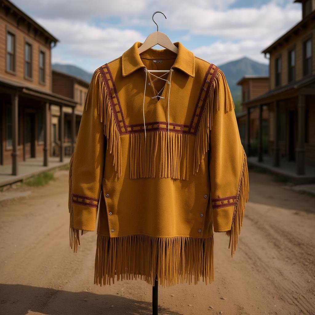 Herren Native American Western Buckskin Büffelleder Fransenkrieg Shirt 355006587636