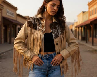 Handcrafted Cowhide Suede Fringe Jacket: Women's Western Wear