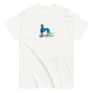 Blue Greyhound T-Shirt, Renaissance Dog Art Tee, Medieval Engraving Graphic Shirt, Surreal Fantasy Canine Illustration, Alt Aesthetic Tee