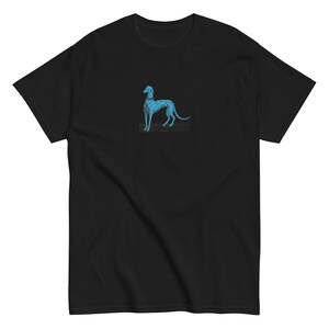 Blue Greyhound T-Shirt, Renaissance Dog Art Tee, Medieval Engraving Graphic Shirt, Surreal Fantasy Canine Illustration, Alt Aesthetic Tee