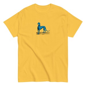 Blue Greyhound T-Shirt, Renaissance Dog Art Tee, Medieval Engraving Graphic Shirt, Surreal Fantasy Canine Illustration, Alt Aesthetic Tee