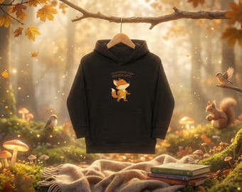 Vossenhoodie voor kinderen – Leuke dierenhoodie voor kinderen – Trui met bosmotief – Slogan 'Forest Air' – Outdoorkleding voor kinderen – Cadeau voor kinderen