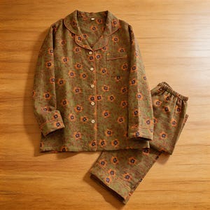 Vintage Cotton Pajama Set for Women – Japanese Spring & Summer Loungewear, Breathable Long Sleeve Sleepwear, Gift for Her 3