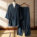 Dark Grey Japanese Cotton Kimono Robe for Men – Lightweight Yukata Loungewear, Zen Spa Robe or Casual Cover Up Gift for Him product logo