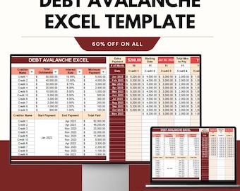 Debt Avalanche Excel Template – Efficient Debt Repayment Tracker | Google Sheets & Excel
