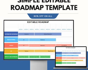 Simple Editable Roadmap Template for Google and Excel – Project Planning & Task Tracking