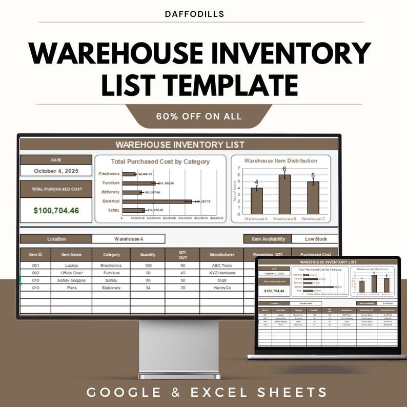 Clear Inventory Text Warehouse Inventory List Template, Google Sheets Inventory Tracker ...