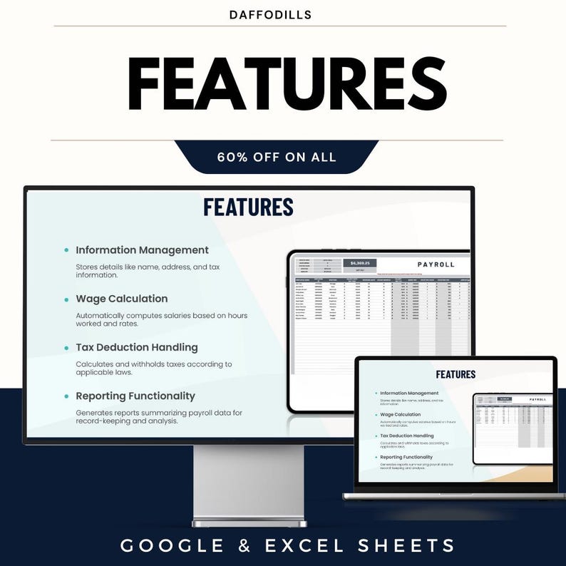 Payroll Template | Google Sheets & Excel Employee Salary Calculator ...