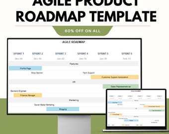 Sjabloon Agile Product Roadmap voor Google en Excel: sprintplanning en taakbeheer