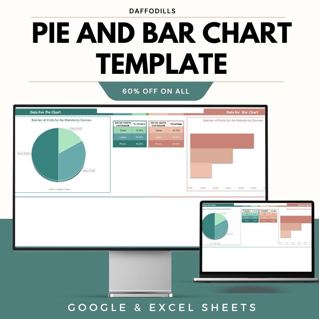 Pie and Bar Chart Template, Data Visualization Dashboard, Dual Chart ...