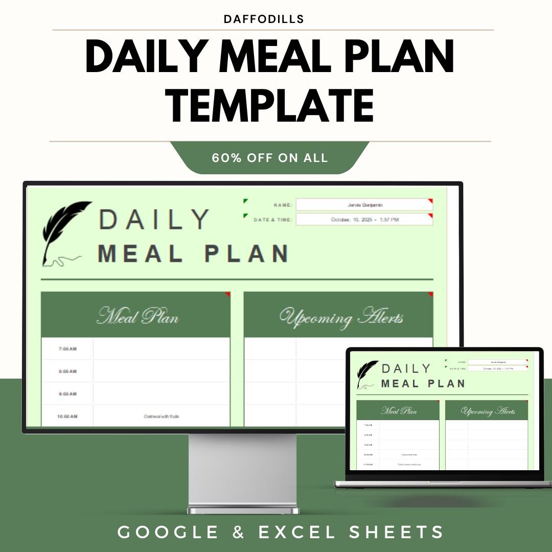Daily Meal Plan Template, Food Planning Schedule, Editable Nutrition ...